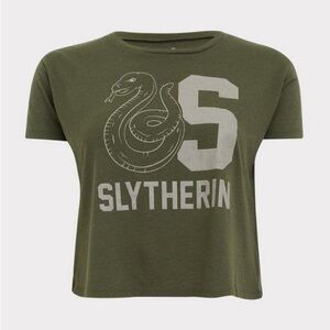 Torrid Harry Potter Slytherin Olive Green Crop Tee